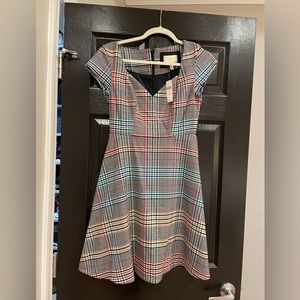Anthropologie NWT plaid cap sleeve dress size 4